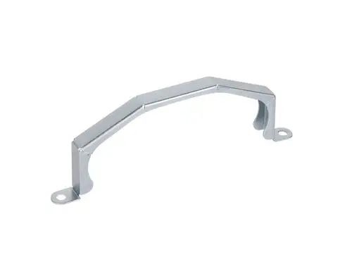 Fixierklammer aus Metall mit einem gebogenen Design zur sicheren Befestigung, hergestellt von Fränkische. Geeignet für die Montage in Luftkanalsystemen.
